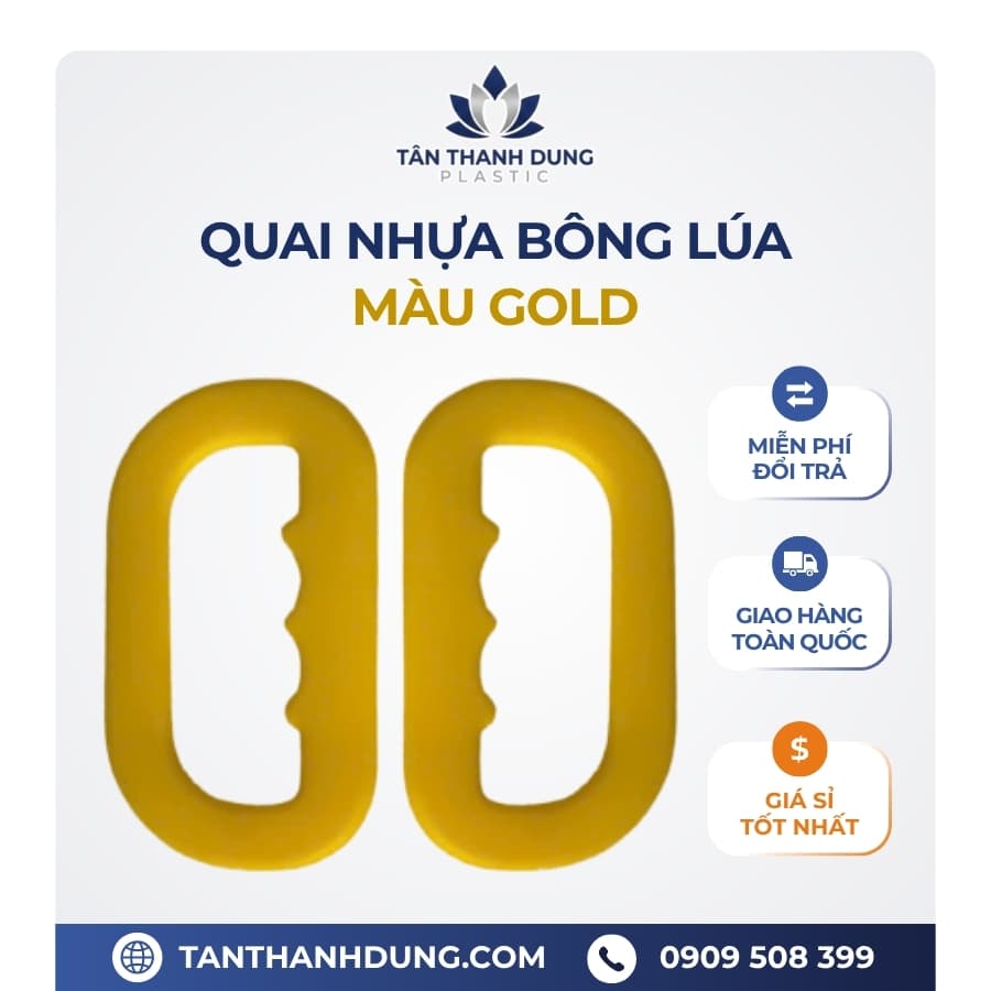 Quai Nhựa Xách Bao Gạo Bông Lúa Cao Cấp – Màu GOLD