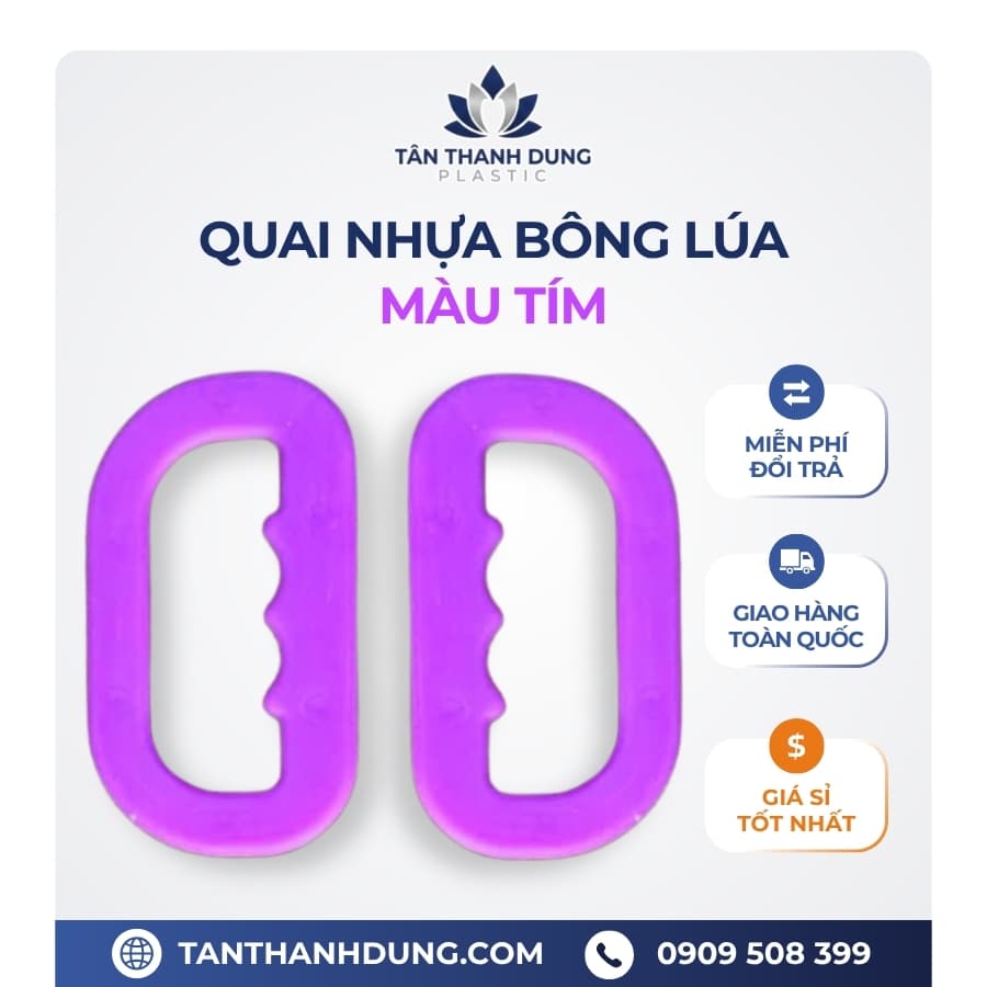 Quai Nhựa Xách Bao Gạo Bông Lúa Cao Cấp – Màu TÍM