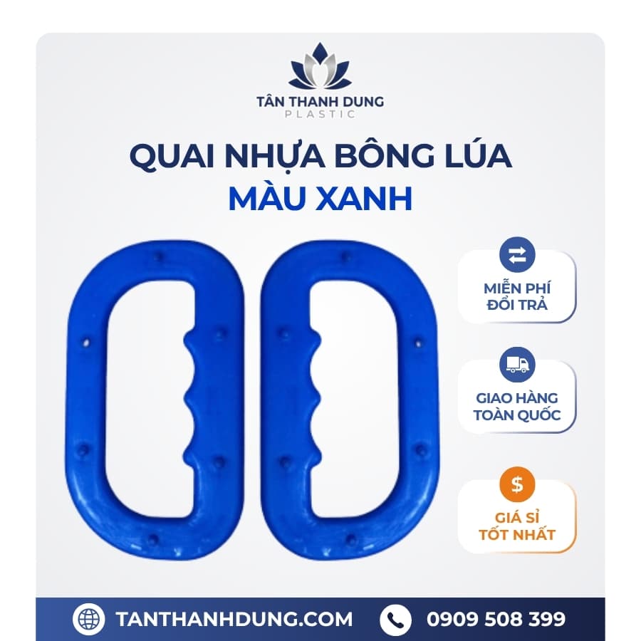 Quai Nhựa Xách Bao Gạo Bông Lúa Cao Cấp – Màu XANH
