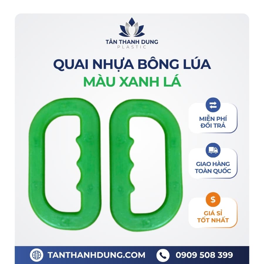 Quai Nhựa Xách Bao Gạo Bông Lúa Cao Cấp – Màu XANH LÁ