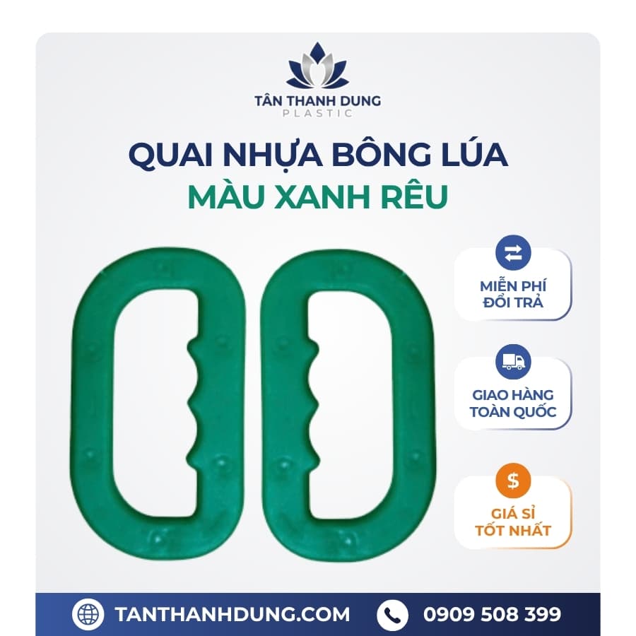 Quai Nhựa Xách Bao Gạo Bông Lúa Cao Cấp – Màu XANH RÊU