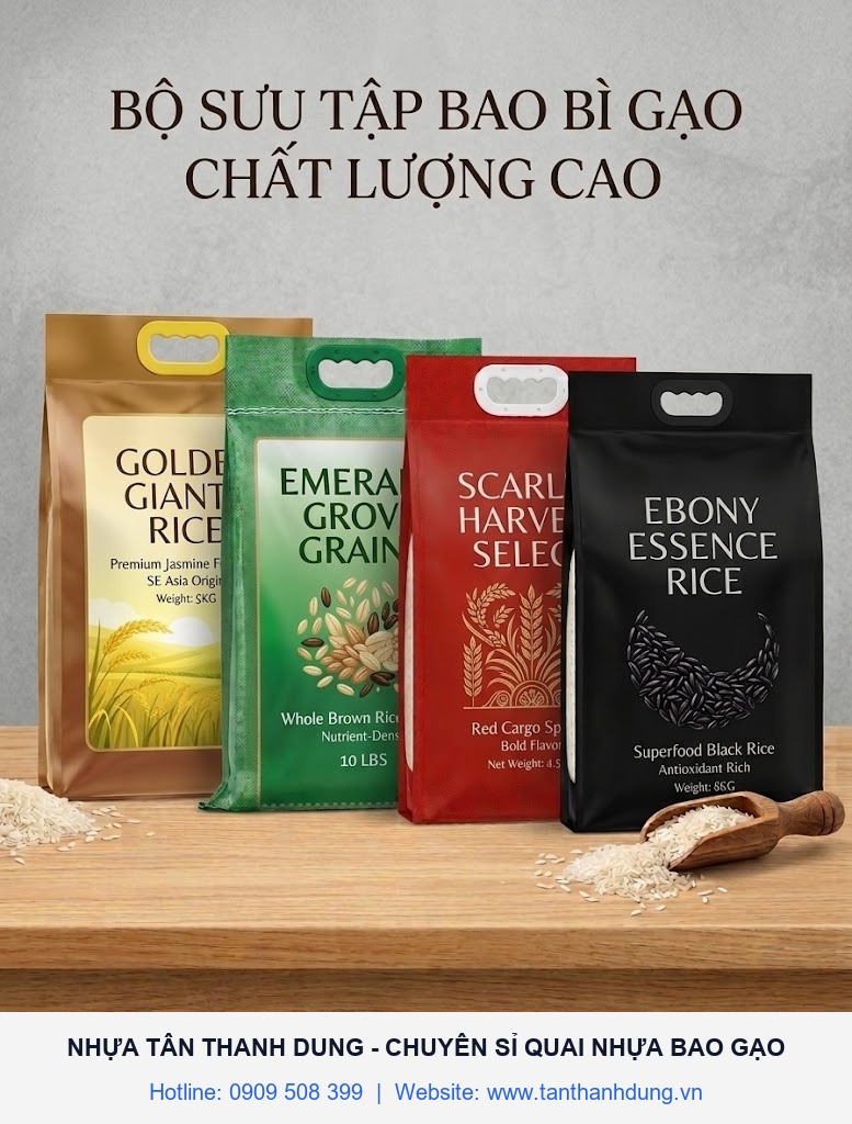 Quai nhựa xách bao gạo chịu lực 5kg 10kg 20kg Tân Thanh Dung